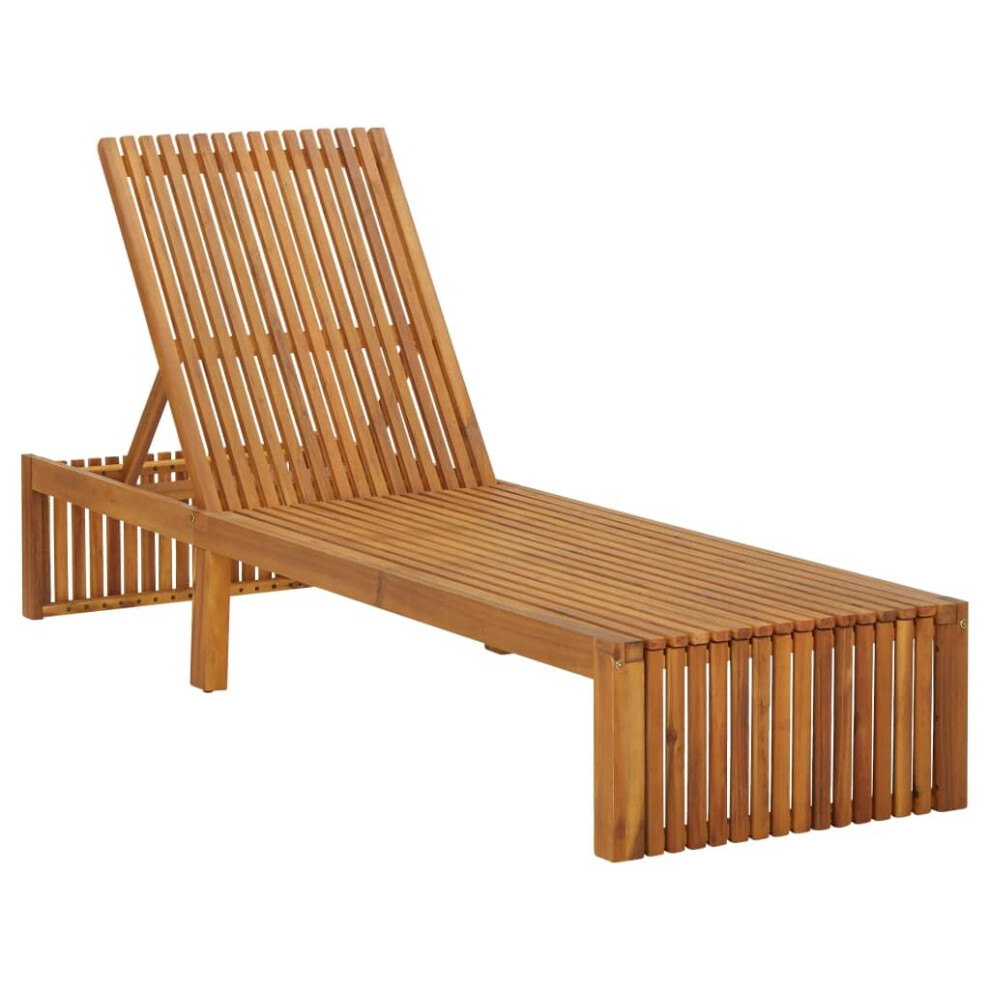 vidaXL Solid Acacia Wood Sun Lounger Home Outdoor Garden Patio Reclining Bed