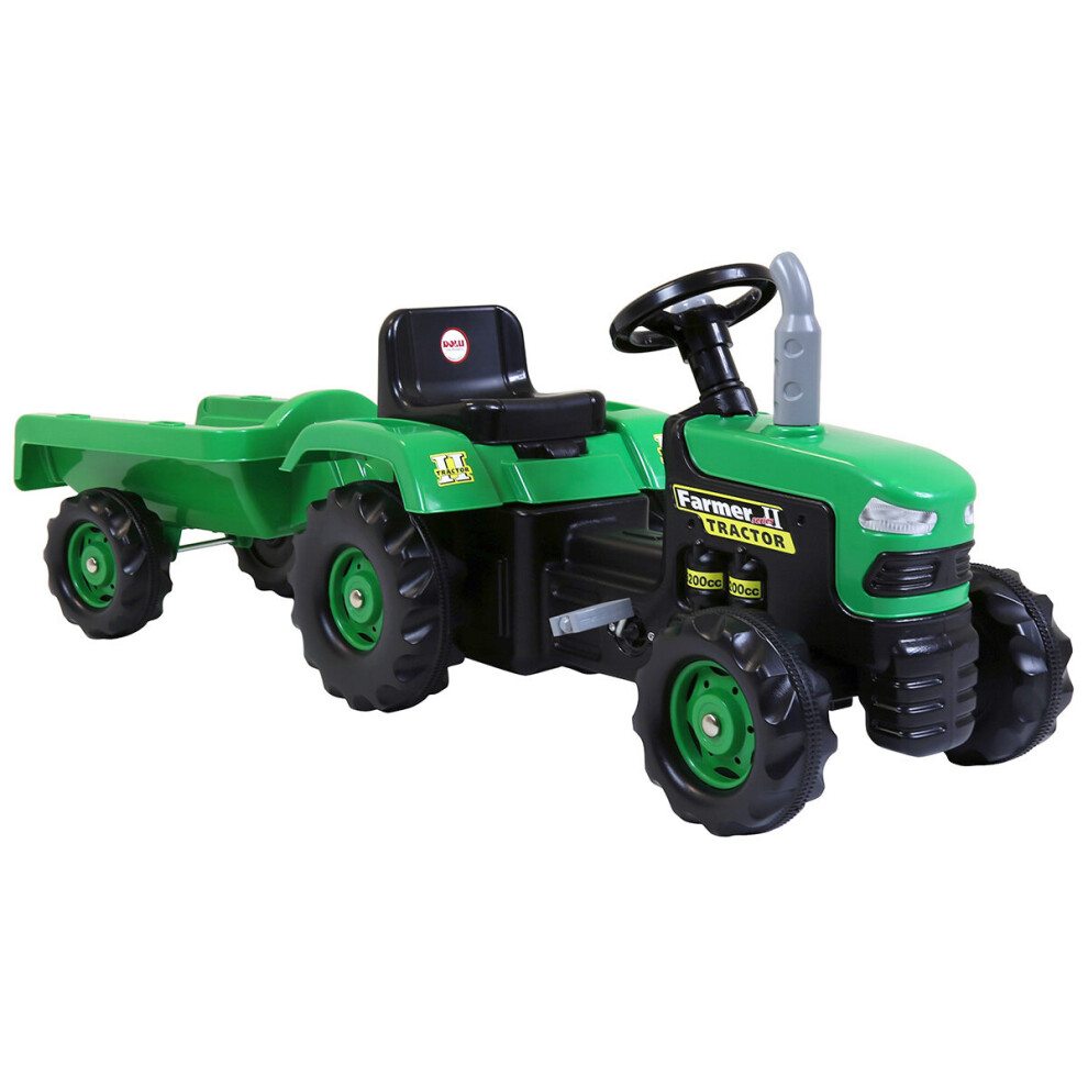 Dolu Children's Ride On Tractor with Trailer Green