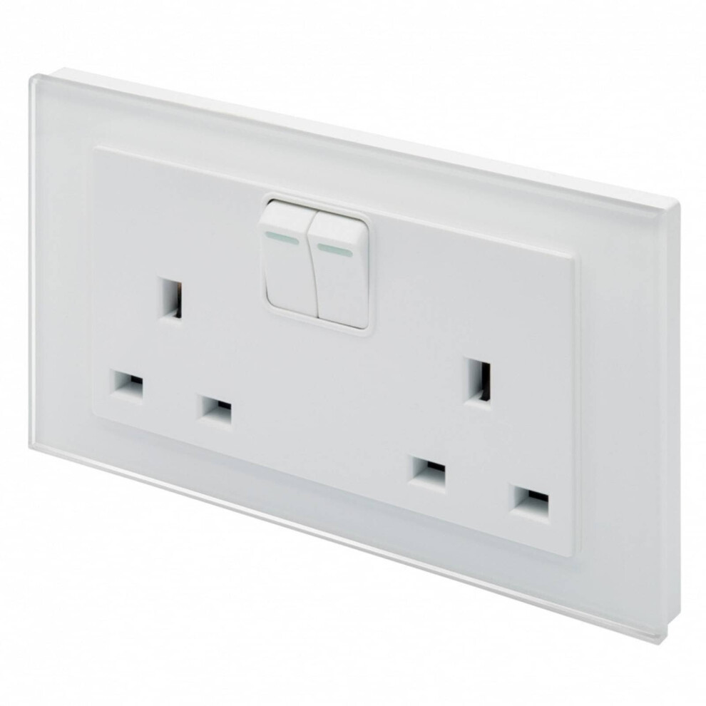 Retrotouch Crystal Pg 13A Dp Double Plug Socket With Switch White - Image 4