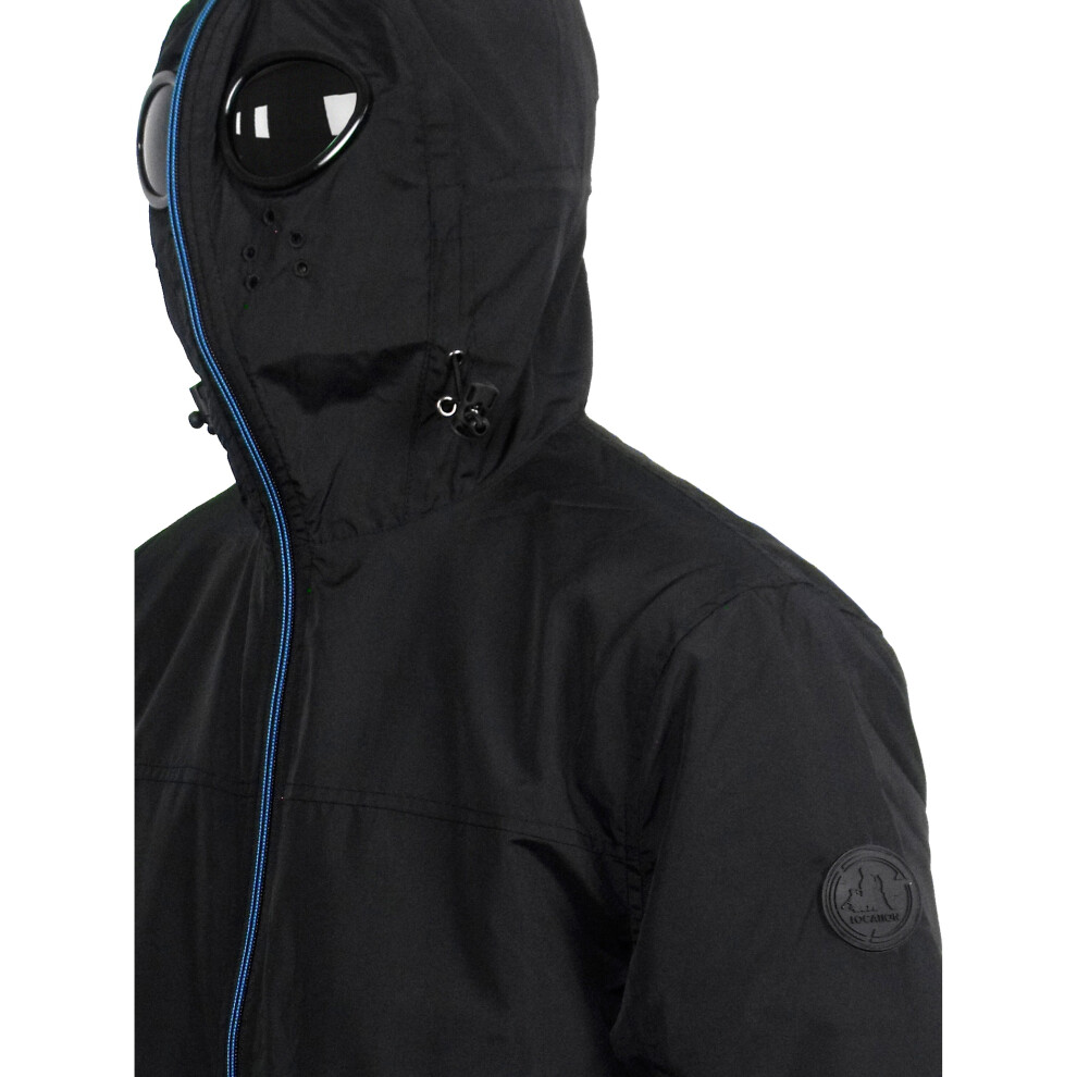 (XL, Black/Blue) Men's Goggle Jackets Location Killjoy Windproof Hooded Zipped