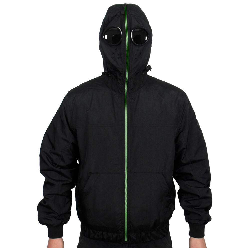 (M, Black/Green) Men's Goggle Jackets Location Killjoy Windproof Hooded Zipped