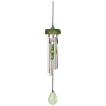 Woodstock Hanging Outdoor Silver Alloy Green Wind Chime