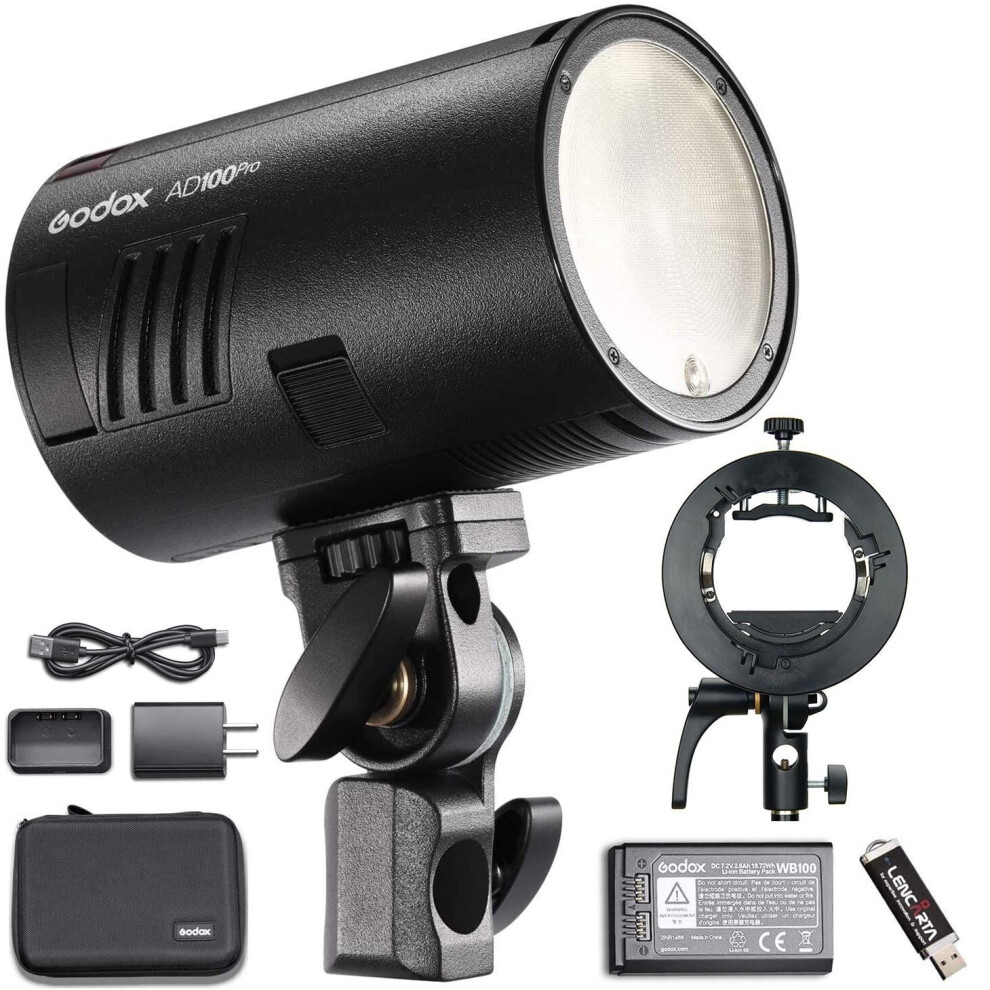 Godox Ad100 Pro Portable Flash Head With S2 Bowens Bracket, 100Ws Ttl Hss