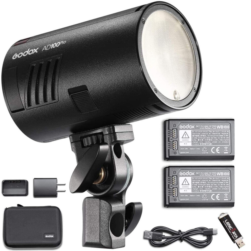 Godox AD100 Pro Portable Flash Head With Spare Battery, 100Ws TTL HSS