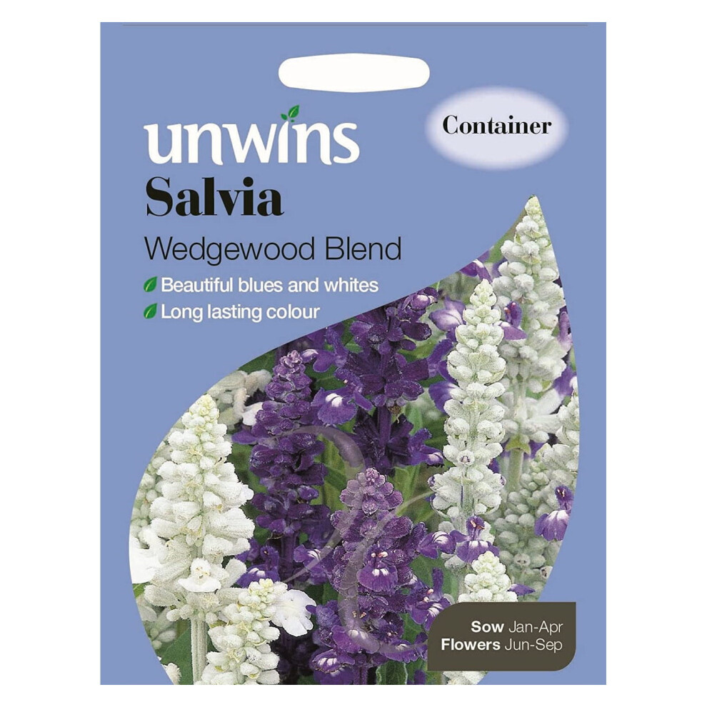 Unwins Grow Your Own Salvia Wedgewood Blend Beautiful Blue & White Flower Seeds