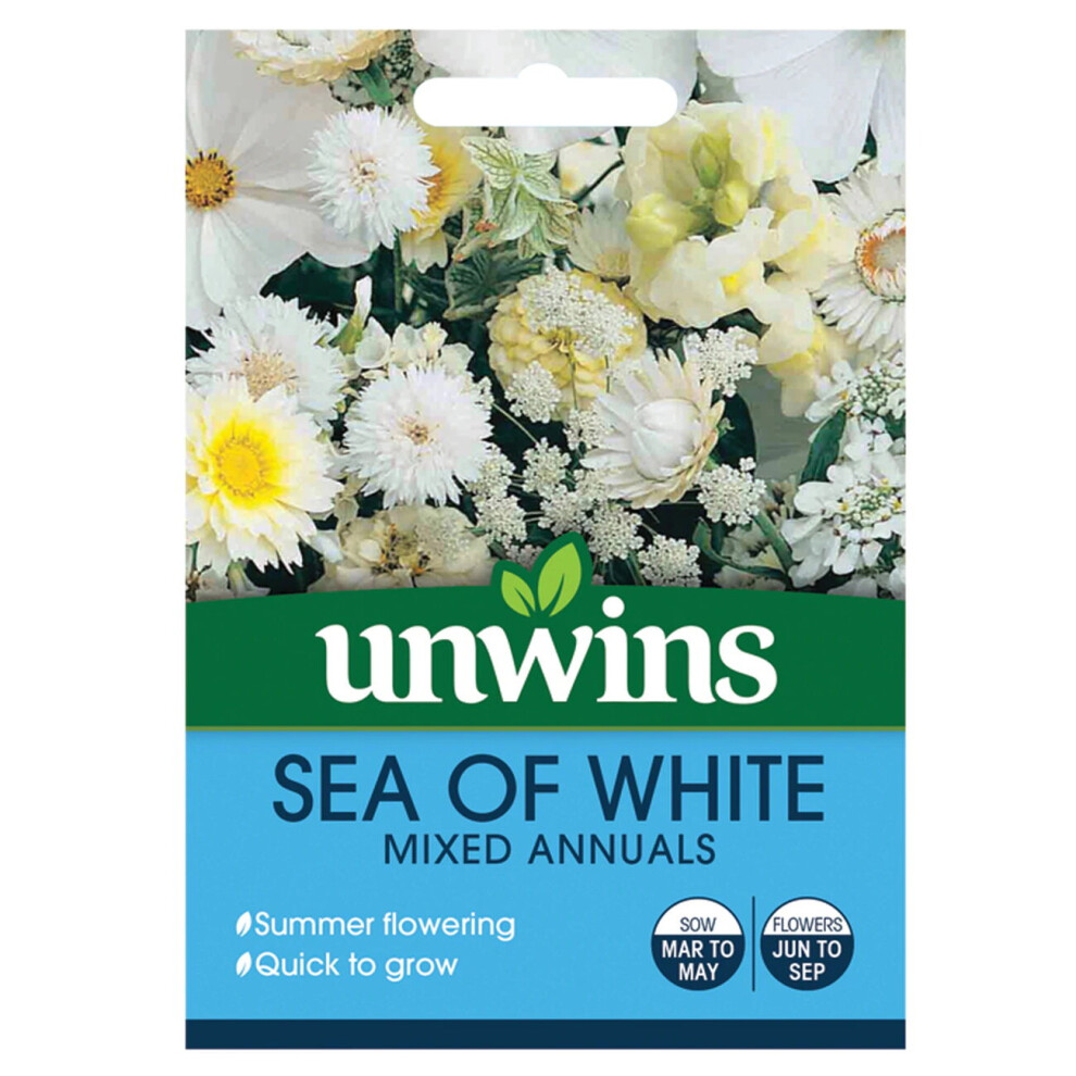 Unwins Grow Your Own At Home Sea Of Mixed Annuals Flowers Seeds White