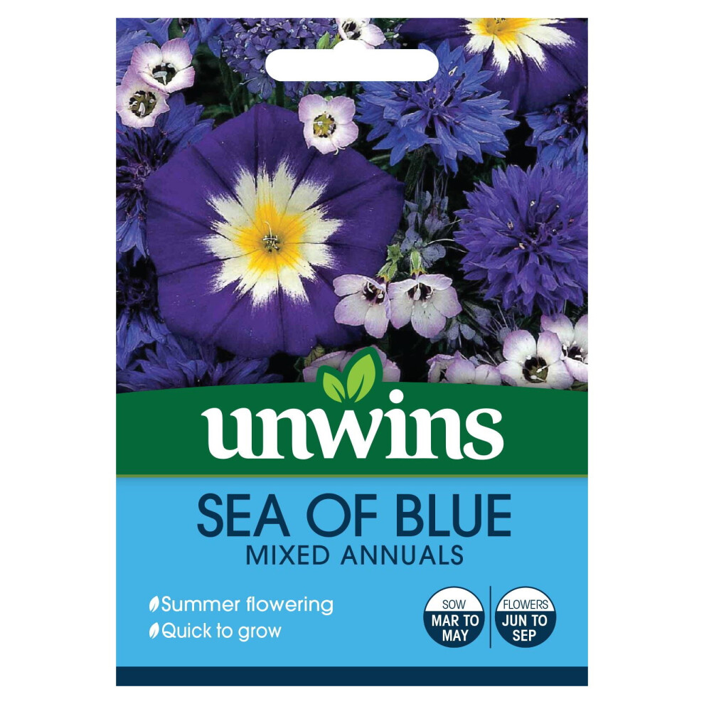 Unwins Grow Your Own At Home Sea Of Mixed Annuals Flowers Seeds Blue