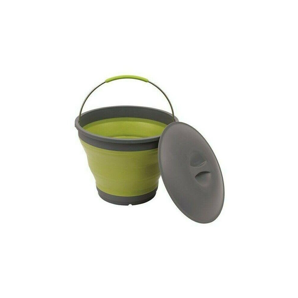 Outwell (Lime ) Collapsible Bucket With Lid 7.5L Outdoor Picnic Camping Hiking Carrier Green