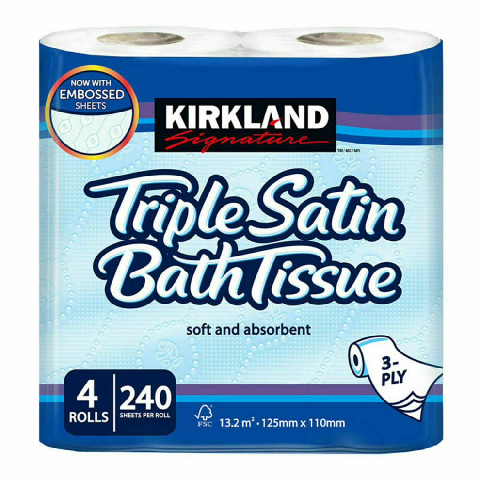 Kirland Signature Triple Satin Toilet Tissue 4 Rolls Per Pack