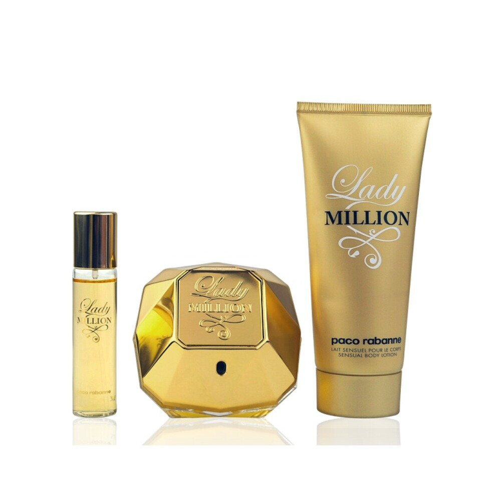 Paco Rabanne Lady Million Gift Set 80ml EDP + 10ml EDP + 100ml Body Lotion