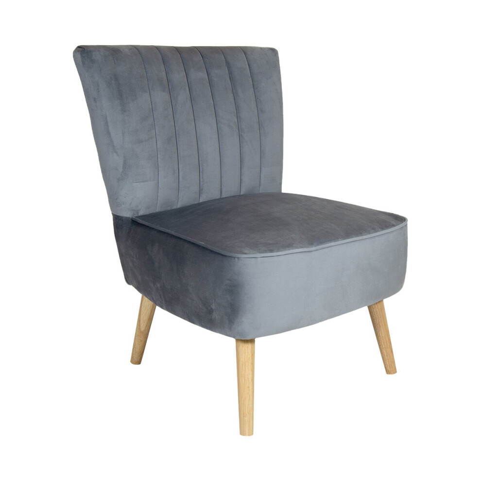 Velvet Cocktail Occasion Accent Chair Solid Wood Legs Grey