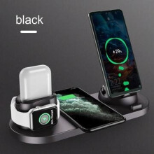 (BLACK 6 IN 1) 6 in 1 Wireless Charger Dock Station