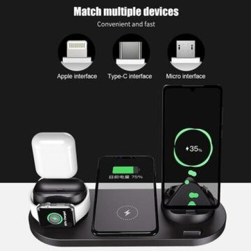 (BLACK 6 IN 1) 6 in 1 Wireless Charger Dock Station 2