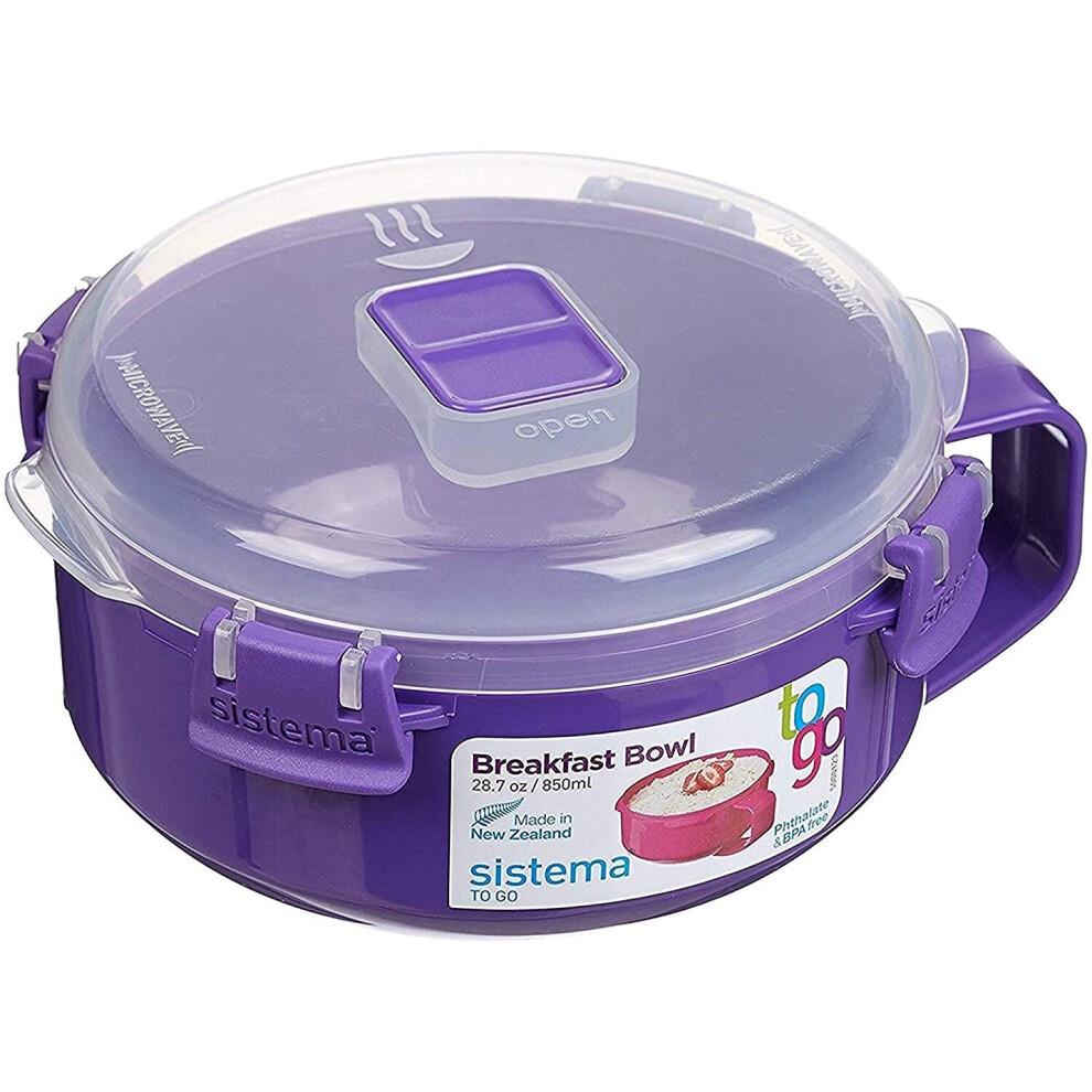 Sistema Breakfast Bowl Round 850 ml Assorted Easy Grip Handle Plastic