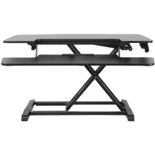 Dellonda 35" Height-Adjustable Standing Desk Riser, 505mm Maximum Height, 15kg Load Capacity - Black