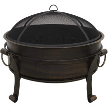 Dellonda 30" Deluxe 2-in-1 Outdoor Fire Pit/Coffee Table/Garden Patio Heater - Antique Bronze Effect