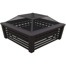 35" Square Outdoor Fire Pit, Black - DG43