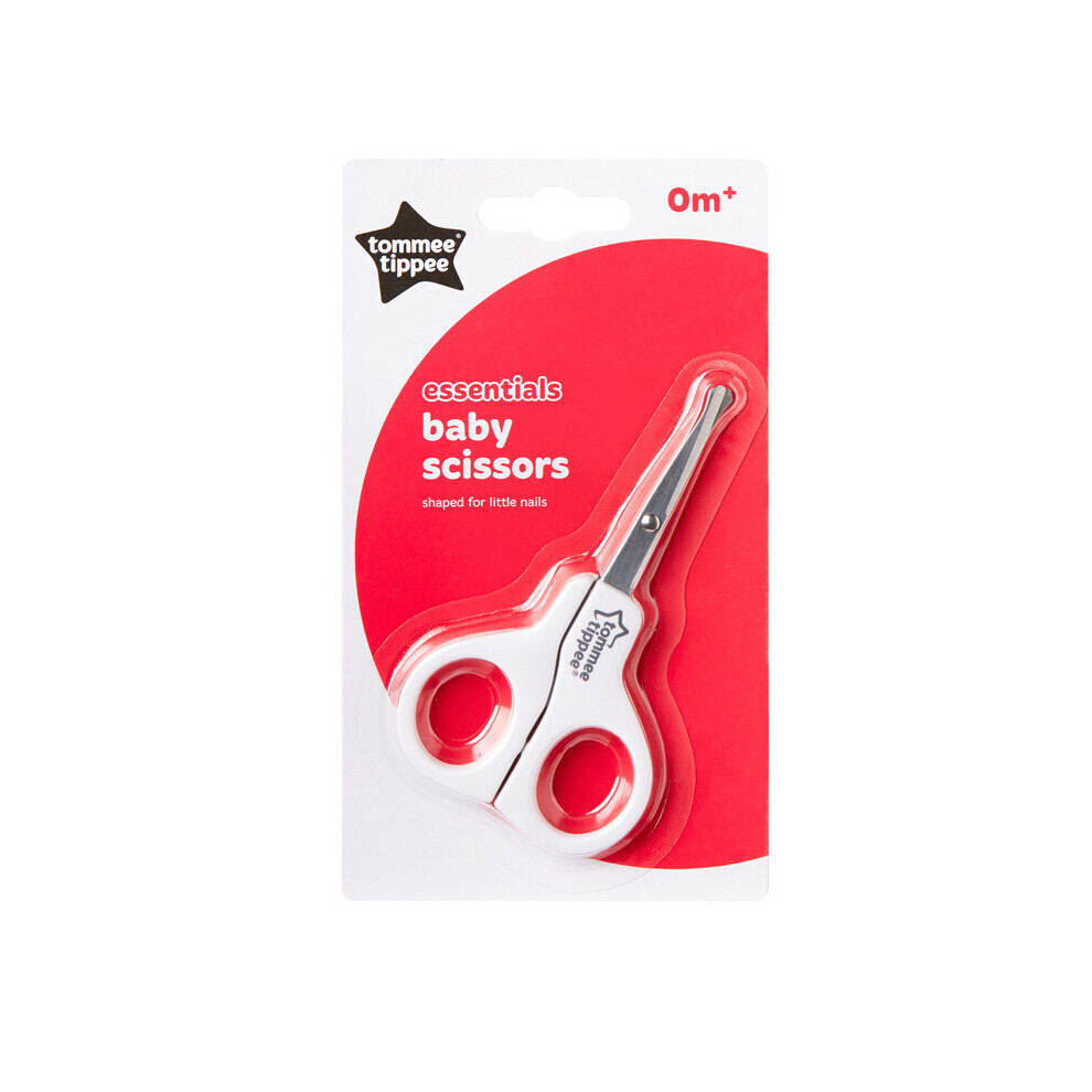 Tommee Tippee Essentials Baby Scissors BC850 - Safe, Curved Blades for Tiny Nails, BPA-Free, 0m+