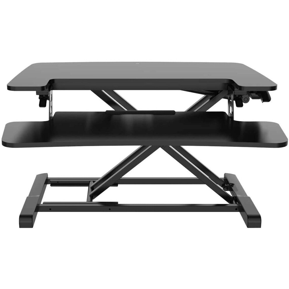 Dellonda 28" Height-Adjustable Standing Desk Riser, 505mm Maximum Height, 15kg Load Capacity - Black