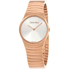 Calvin Klein K8A23646 Whirl Quarz Silbernes Zifferblatt, Roségoldenes Gehäuse – Damenuhr