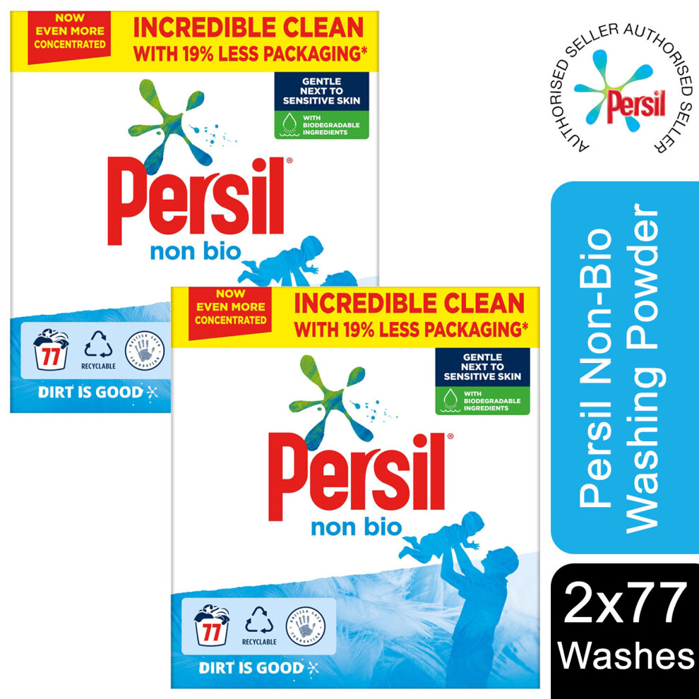 Pack Of 2 Persil Non-Bio Laundry Washing Detergent , 77Washes