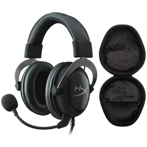 Kingston HyperX Cloud II Gaming Headset (Gunmetal Gray) with Knox Gear Hard Shell Headphone Case Bundle (2 Items)