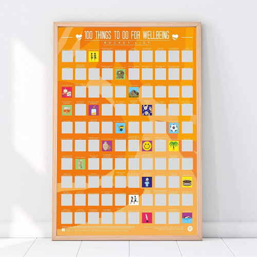 100 Things To Do For Wellbeing Scratch Off Bucket List Poster
