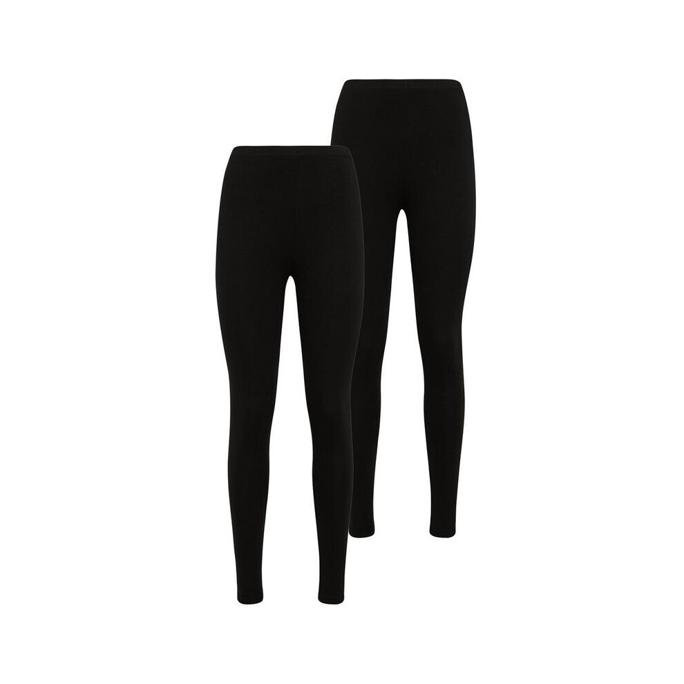 (S/M 8-10) Women's 2 Pack Black Viscose full Length Leggings