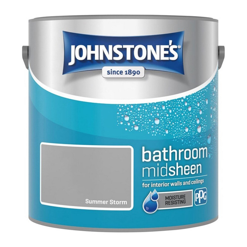 Johnstones Bathroom Mid Sheen Wall Ceiling Emulsion Paint 2.5L Summer Storm 5010426808062