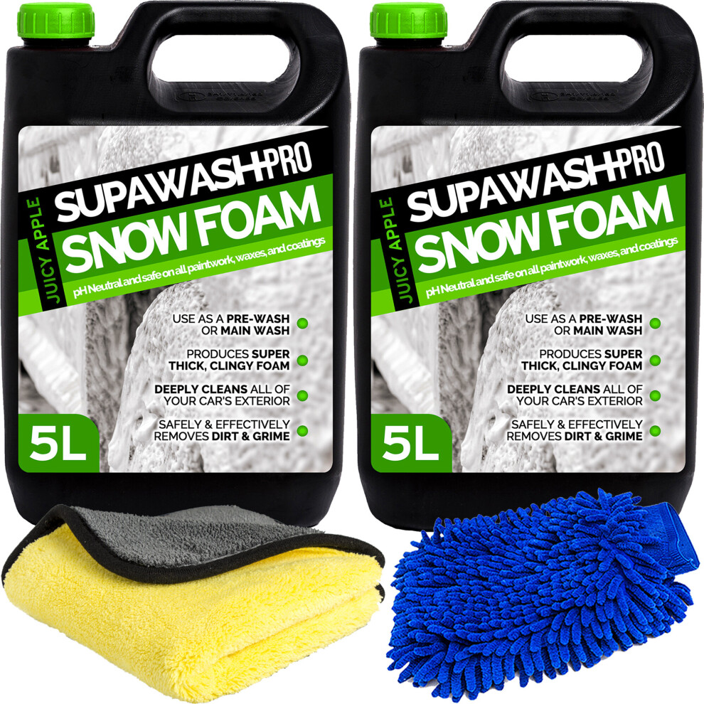 (10L, 1 X Mitt & 1 X Cloth) Supawash-Pro Apple Snow Foam Detailing Kits