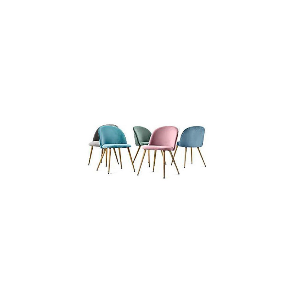 (Pink) MOF Velve Dining Chair Wooden Effect Metal Legs K3