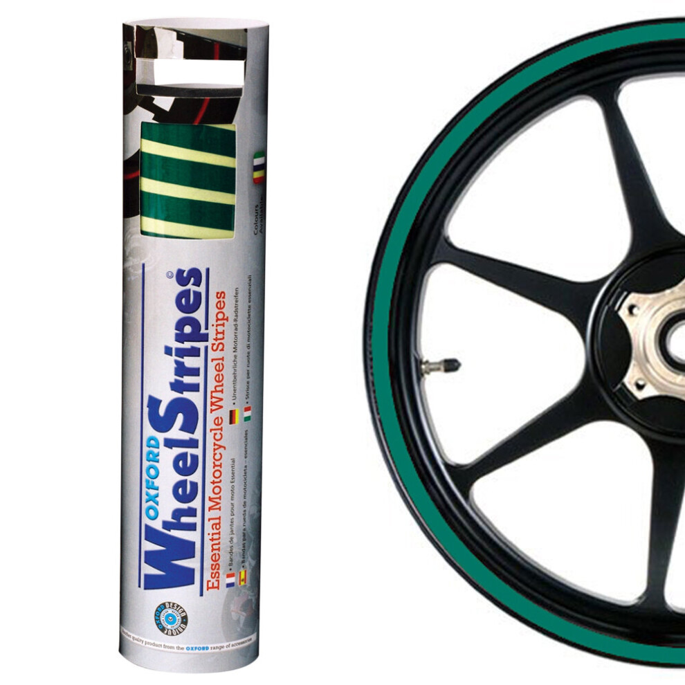 Universal Fit Oxford Motorbike Pre-Curved Wheel Sticker Decal Stripes Green 5030009005169