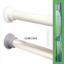 (Chrome) EcoSpa Telescopic Shower Curtain Rail Pole Chrome or White Fits 75-210cm