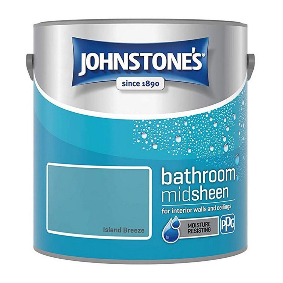 Johnstones Bathroom Mid Sheen Wall Ceiling Emulsion Paint 2.5l Island Breeze