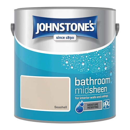 Johnstone's Johnstones Bathroom Mid Sheen Wall Ceiling Emulsion Paint 2.5l Seashell