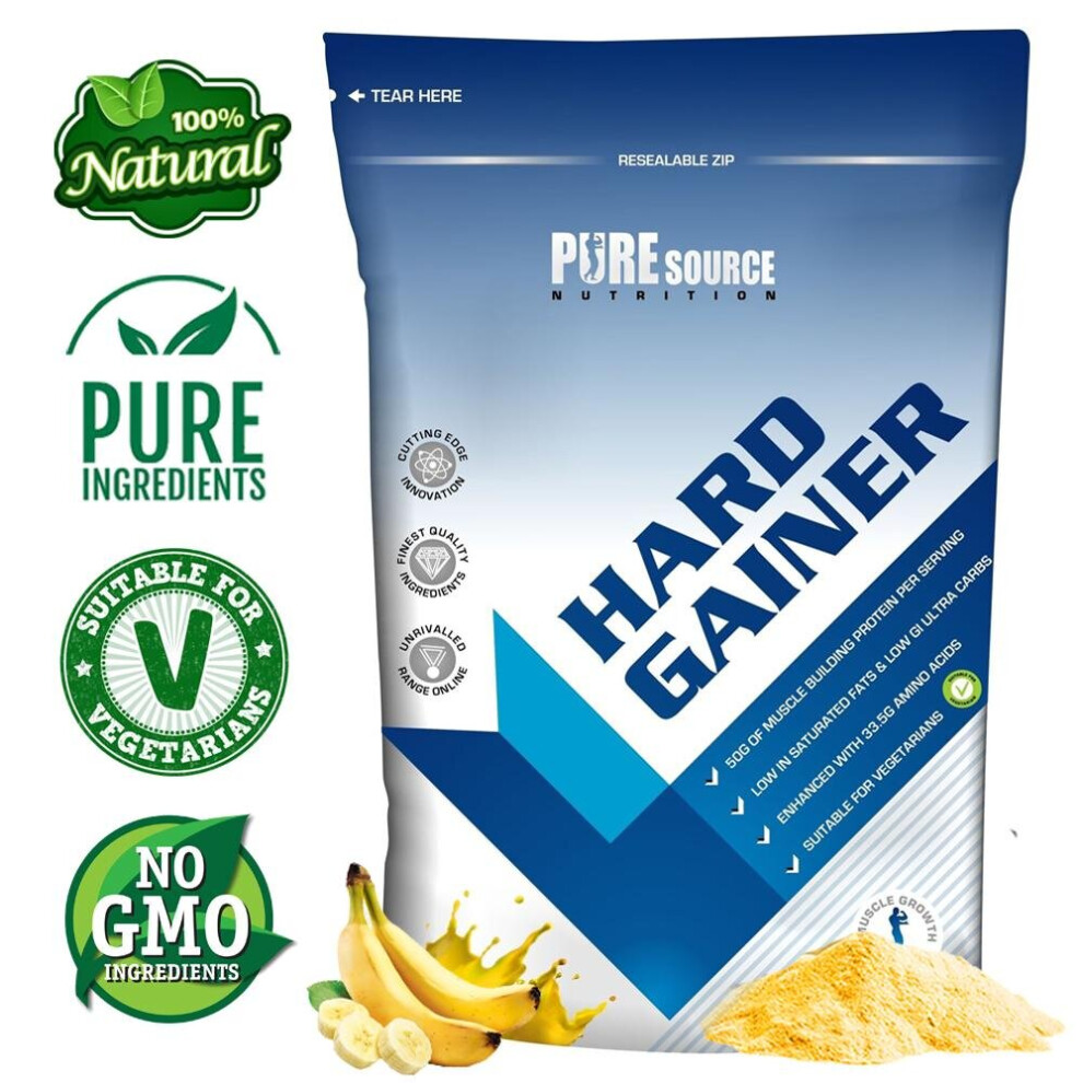 Pure Source Nutrition (3Kg, Banana) Weight Mass Gainer Protein Powder Hi-Calorie Psn