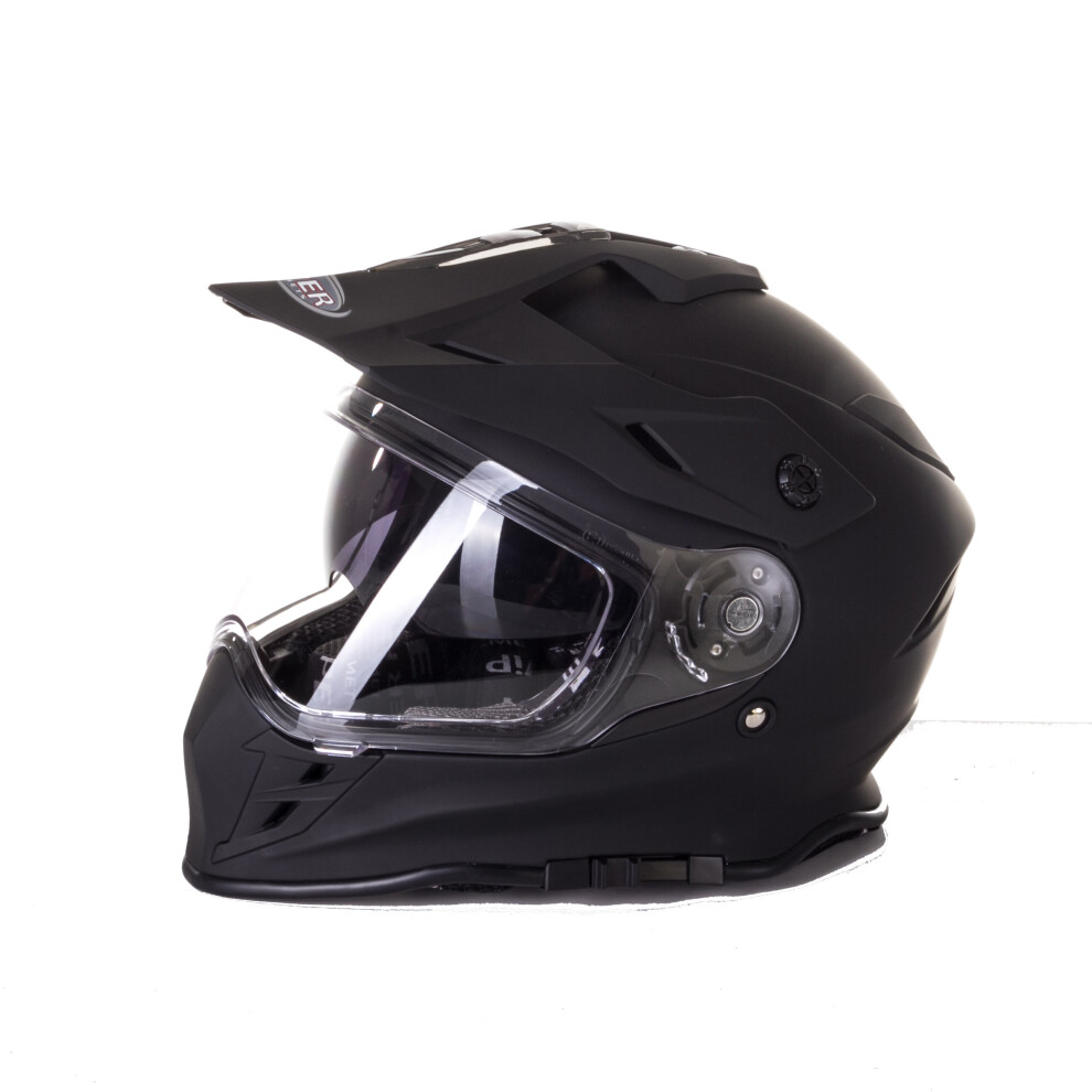 (Xl, Matt ) Viper Rxv288 Dual Moto Purpose Full Face Motorbike Crash Helmet Double Visor Enduro Helmet Black 5055966367075