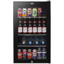 Baridi 80L Under-Counter Beer & Wine Fridge with Thermostat, Lock & Key, Reversible Glass Door - Black, 3-10C, A+