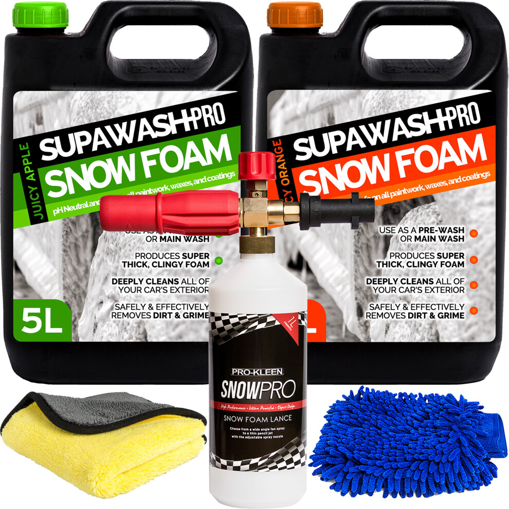 (1 X Prokleen Karcher Lance, 1 X Mitt & 1 X Cloth) Supawash-Pro Snow Foam 1 X 5L Apple 1 X 5L Orange