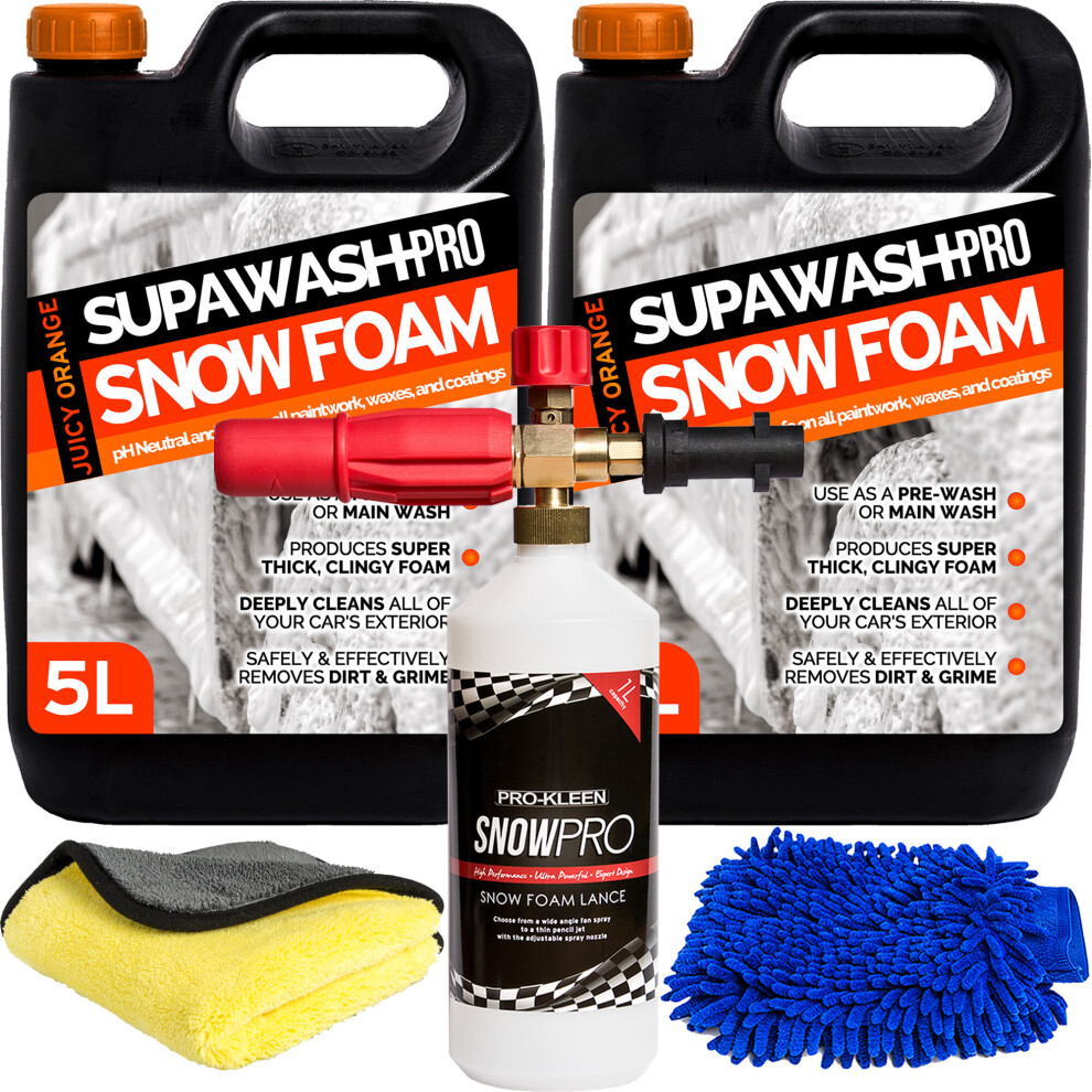Supawash-Pro Orange (10L, 1 X Prokleen Karcher Lance, 1 X Mitt & 1 X Cloth) Snow Foam Detailing Kits