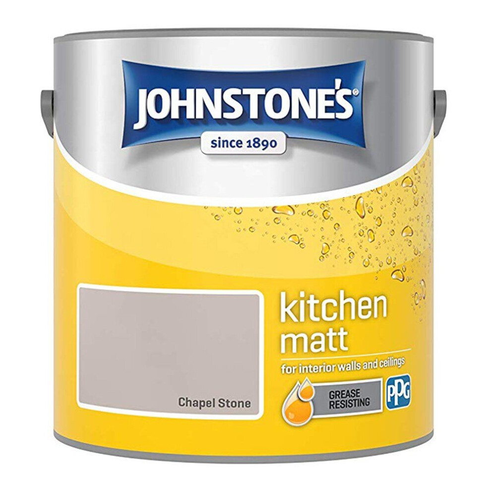 Johnstones Kitchen Matt Wall Ceiling Emulsion Paint 2.5l Chapel Stone