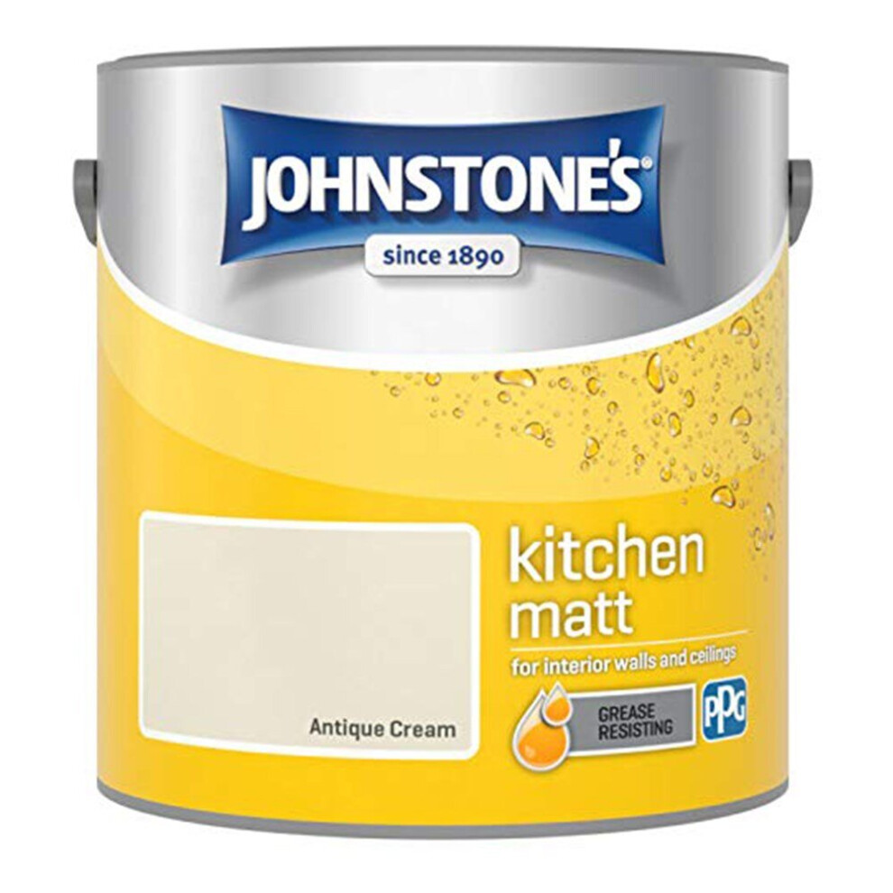 Johnstone's Kitchen Matt Wall Ceiling Emulsion Paint 2.5L Antique Cream