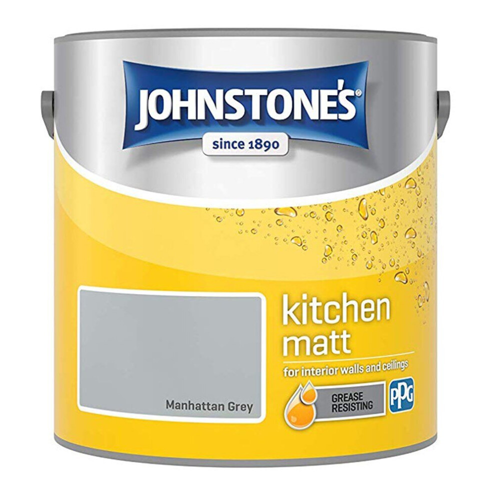 Johnstones Kitchen Matt Wall Ceiling Emulsion Paint 2.5l Manhattan Grey