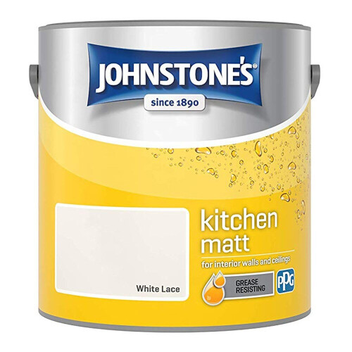 Johnstone's Johnstones Kitchen Matt Wall Ceiling Emulsion Paint 2.5l White Lace