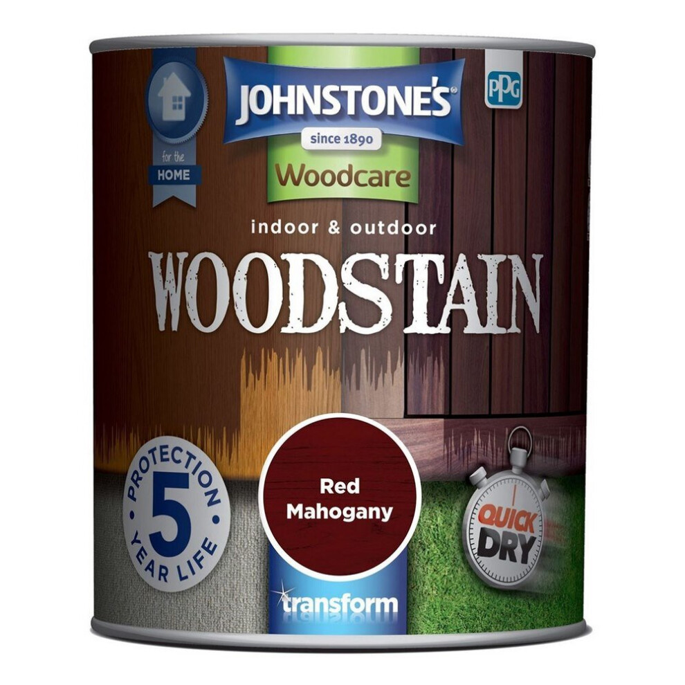 Johnstones Woodcare Indoor & Outdoor Woodstain 750Ml Red Mahogany 5010426787244