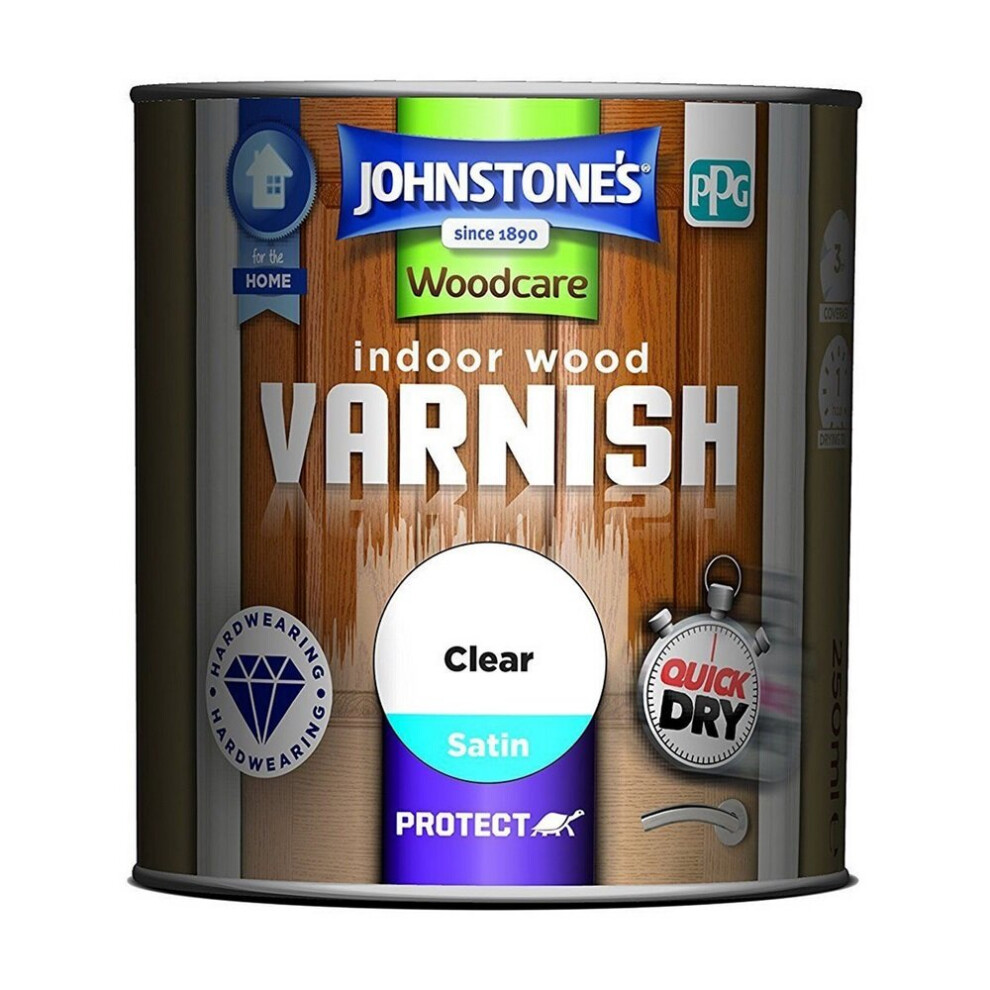 Johnstones Woodcare Indoor Wood Varnish 250ml Satin Clear