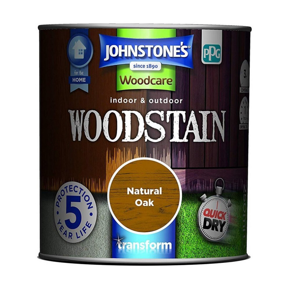 Johnstones Woodcare Indoor & Outdoor Woodstain 250ml Natural Oak