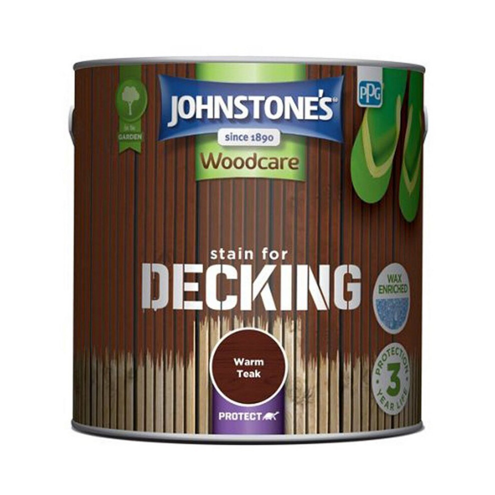 Johnstones Woodcare Stain For Decking 2.5l Warm Teak