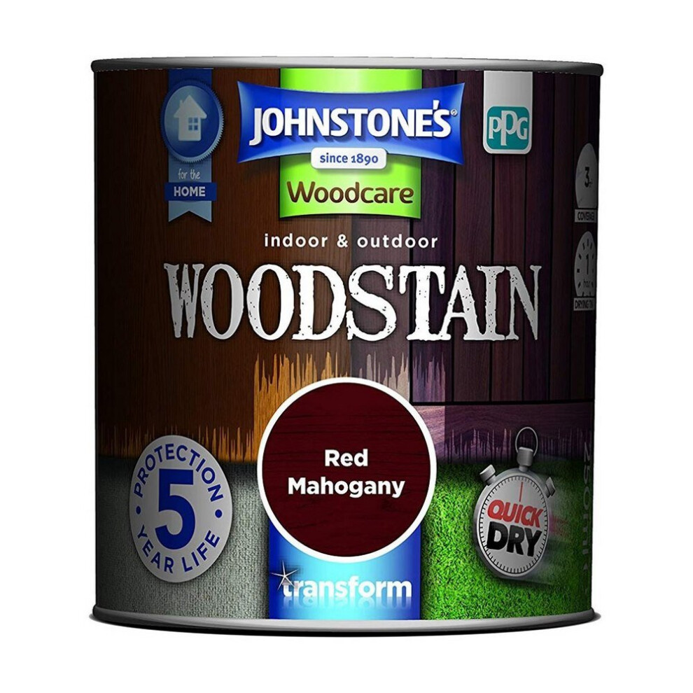 Johnstone's Woodcare Indoor & Outdoor Woodstain 250Ml Red Mahogany Red,Brown