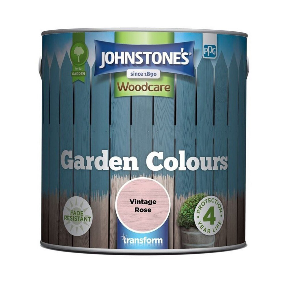 Johnstone's Woodcare Garden Colours Paint 2.5L Vintage Rose